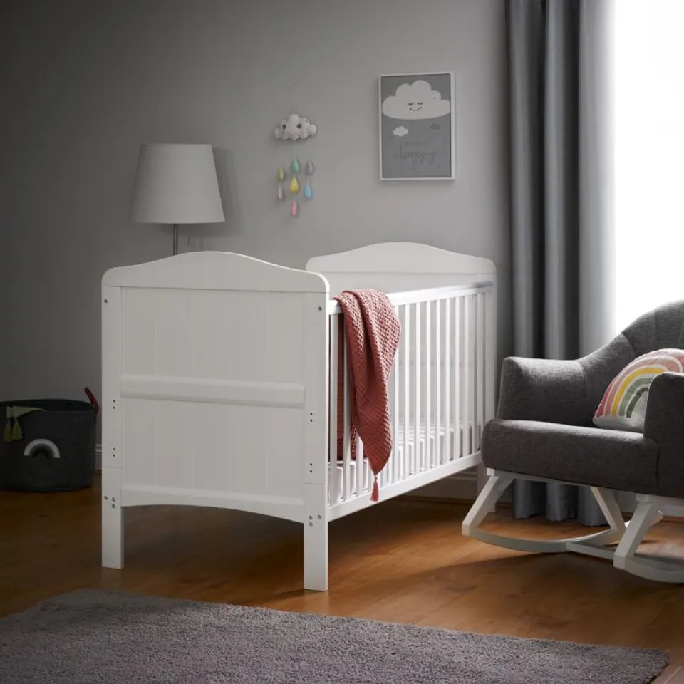 BOXED WHITBY COT BED – WHITE (1 BOX)