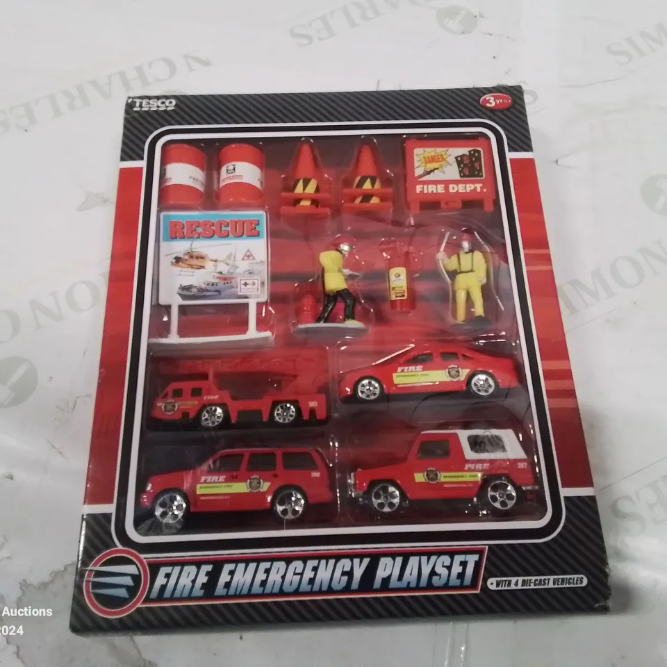 BOX CONTAINING 24 BOXED AND SEALED FIRE EMERGENCY PLAY SETS