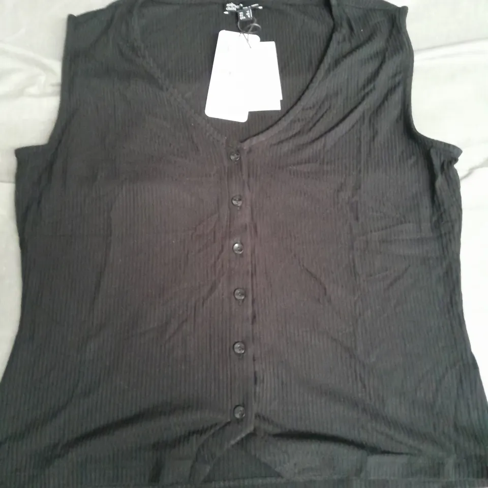 NOBODYS CHILD SLEEVELESS MILES TOP IN BLACK - UK 12