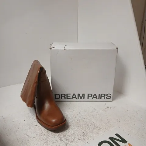 WOMEN'S BROWN LEATHER ANKLE BOOTS – UK 6.5 (US 8.5, EU 40) DREAM PAIRS