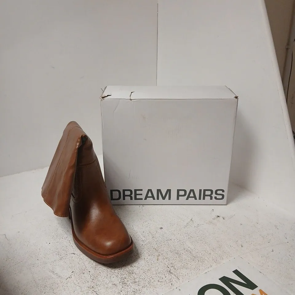 WOMEN'S BROWN LEATHER ANKLE BOOTS – UK 6.5 (US 8.5, EU 40) DREAM PAIRS
