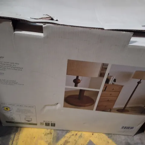 BOXED GRACIE FLOOR LAMP – DUNELM WOODEN BASE WITH NATURAL SHADE