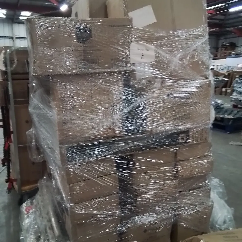 PALLET OF ASSORTED HOUSEHOLD GOODS AND PRODUCTS TO INCLUDE;FITNESS STEPPERS,WATERPROOF OUTDOOR EXTENTION ELECTRIC BOX COVER,SUN LOUNGERS,EXERCISE BALL