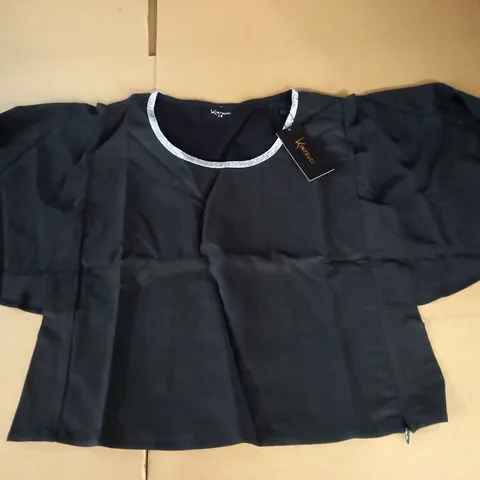 BRAND NEW KINTSUGI CROPPED BLACK TOP WITH BATWING SLEEVES AND HIDDEN SIDE ZIP - 14