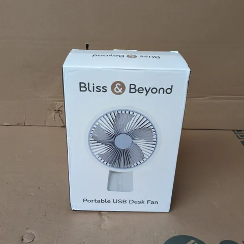 BOXED BLISS & BEYOND PORTABLE USB DESK FAN