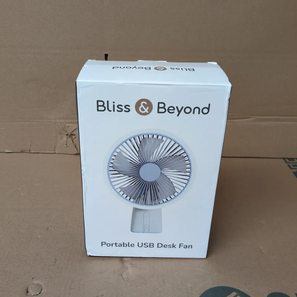 BOXED BLISS & BEYOND PORTABLE USB DESK FAN