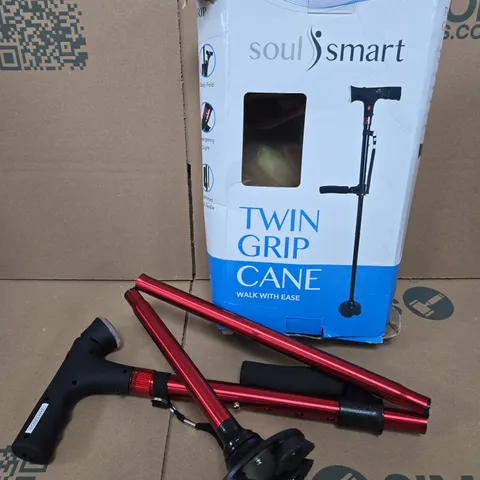 SOULSMART TWIN GRIP CANE – RED WALKING CANE 