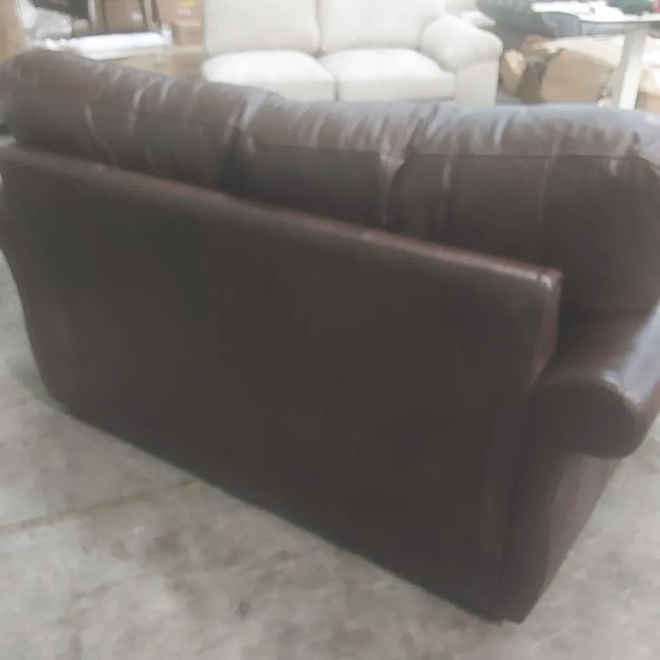 DESIGNER VANTAGE 2 SEATER LEATHER UPHOLSTERED SOFA - CHOCOLATE 