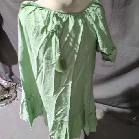 DEO LONDON SAGE GREEN TUNIC TOP WITH TASSELS – WOMEN'S COTTON QED LONDON