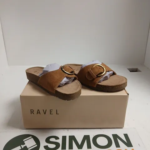 BOXED RAVEL TAN SUEDE SALTON SANDAL SIZE 3