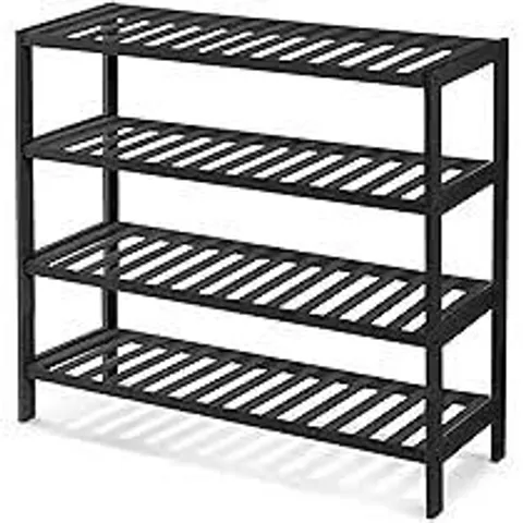 BOXED KEPLIN 4 TIER WOODEN TOP SHOE RACK - BLACK 