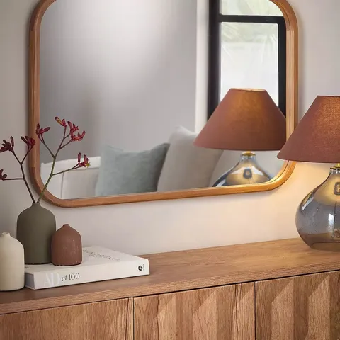 ROUNDED SQUARE WOODEN MIRROR 61X91CM