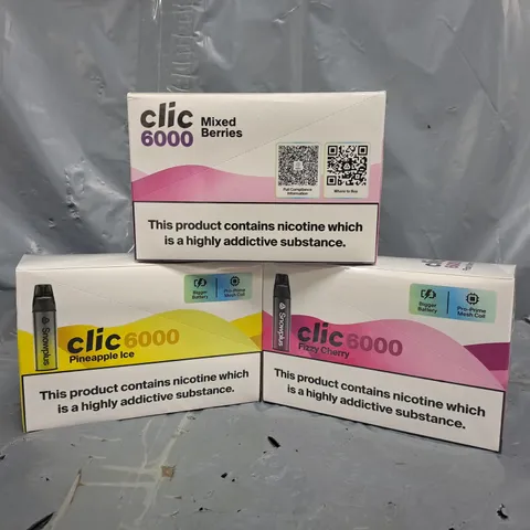 APPROXIMATELY 10 ASSORTED CLIC 6000 E-CIGARETTE AND VAPE ITEMS