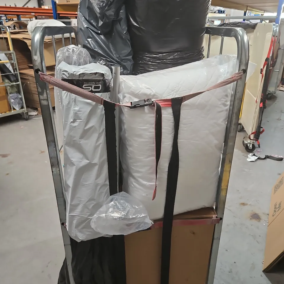 CAGE OF APPROX. 6 ASSORTED ITEMS TOO INCLUDE MATS , RUGS AND DRYING RACKS 