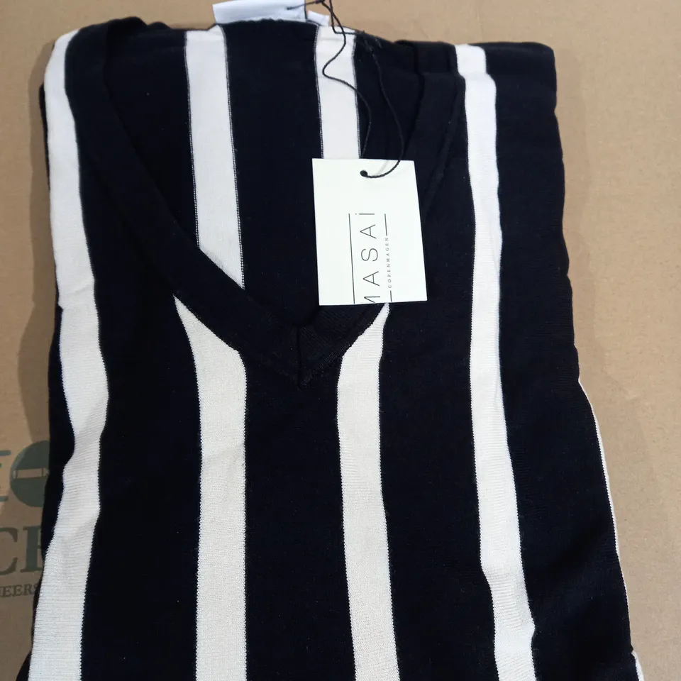 MASAI COPENHAGEN FOSNA STRIPED STRETCH KNIT DRAPE TOP