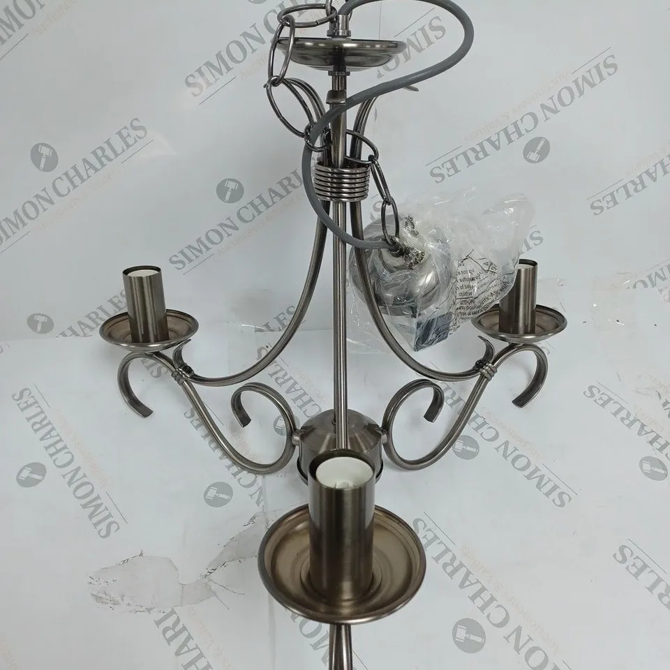 MILO LIGHTING 3 LIGHT BERNICE CEILING CHANDELIER CANDLE STYLE ANTIQUE SILVER