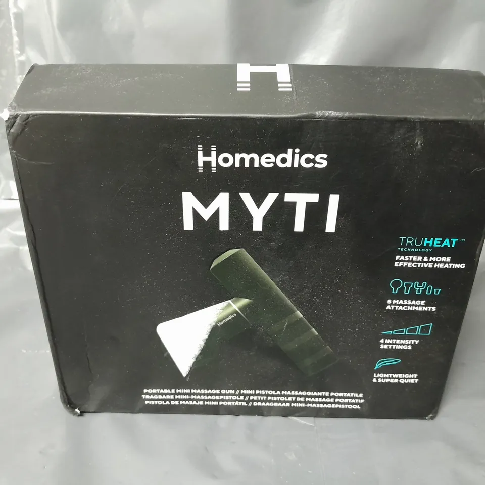 BOXED HOMEDICS MYTI PORTABLE MINI MASSAGE GUN 