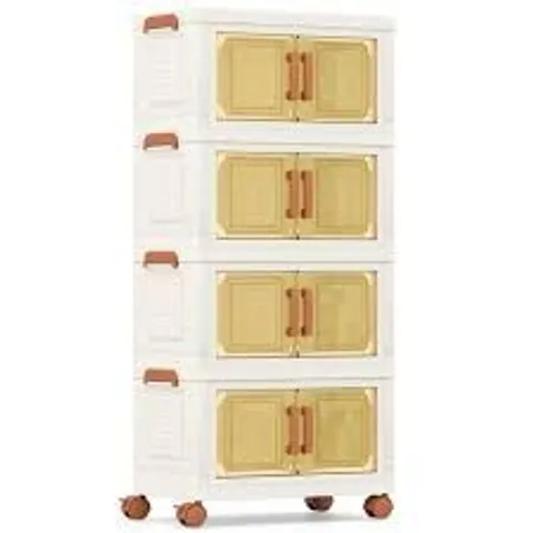 BOXED COSTWAY FOLDABLE PLASTIC STORAGE BOX 76L WITH WHEELS AND TRANSPARENT DOORS