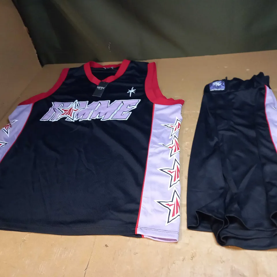 BOOHOO MAN MESH HOMME BASKETBALL SHORTS SET SIZE S