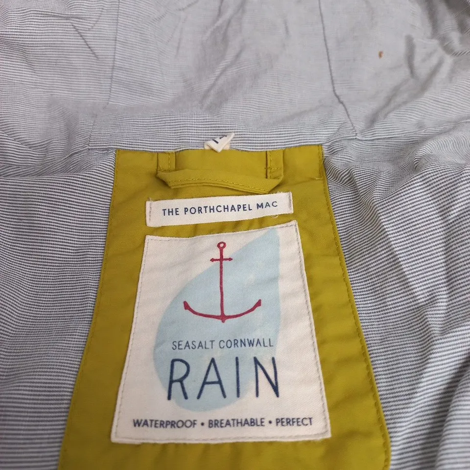 SEASALT CORNWALL THE PORTHCHAPEL MAC RAIN COAT – MUSTARD YELLOW, UK 14