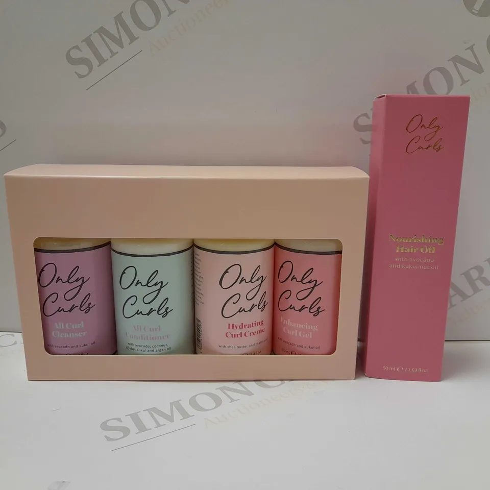 LOT OF ONLY CURLS PRODUCTS TO INCLUDE STARTER KIT & NOURISHING HAIR OIL 50ML