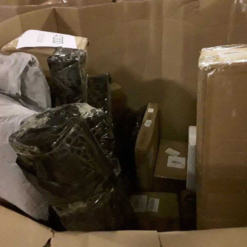 PALLET OF ASSORTED PRODUCTS INCLUDING DOG BED, TRAMPOLINE, RETRACTABLE SAFETY GATE, DAY AND NIGHT ROLLER BLIND