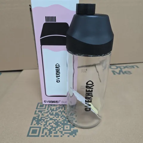 OVERHERD BOTTLE – TRANSPARENT DRINKING BOTTLE WITH BLACK CAP 