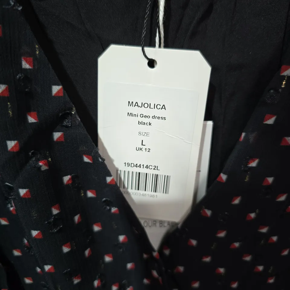 MAJOLICA MINI GEO DRESS, BLACK – WOMEN'S UK 12 (L)