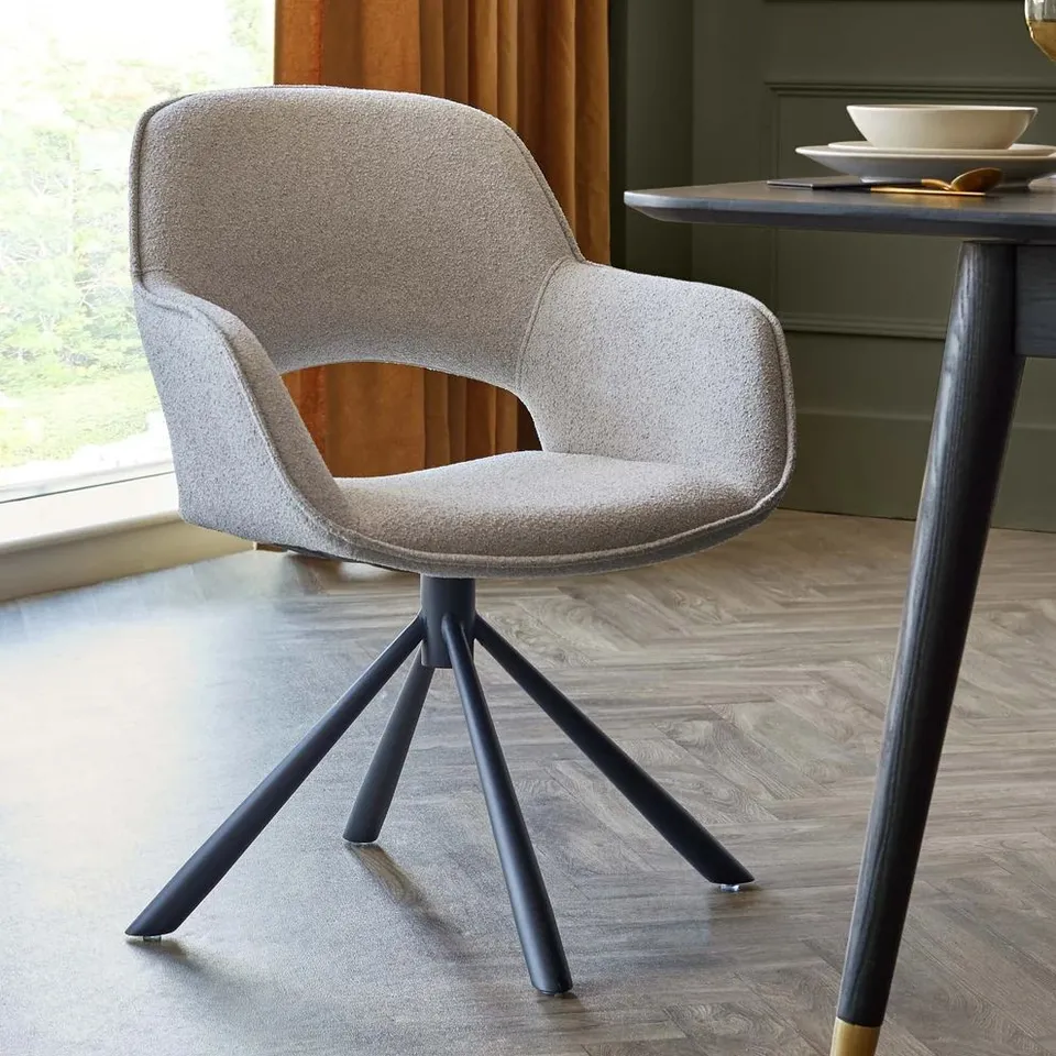 BOXED SET OF 2 DANETTI MARLOW SWIVEL BLACK METAL DINING CHAIRS 