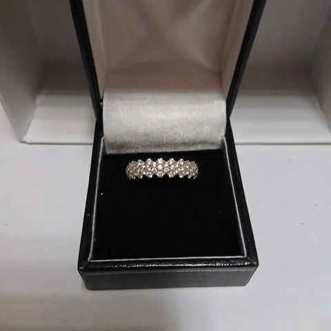 DIAMONIQUE 1.47CT TW CLUSTER BAND RING STERLING SILVER 