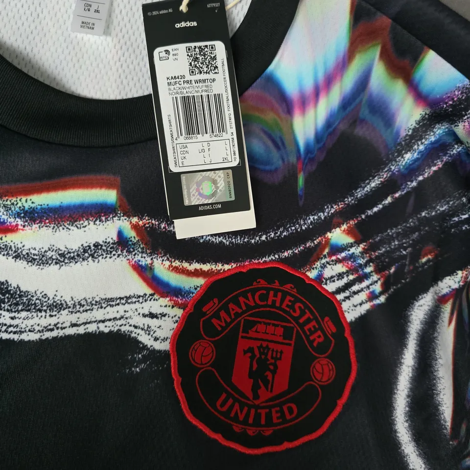 ADIDAS MANCHESTER UNITED PRE MATCH WARM TOP IN BLACK MULTI - UK LARGE