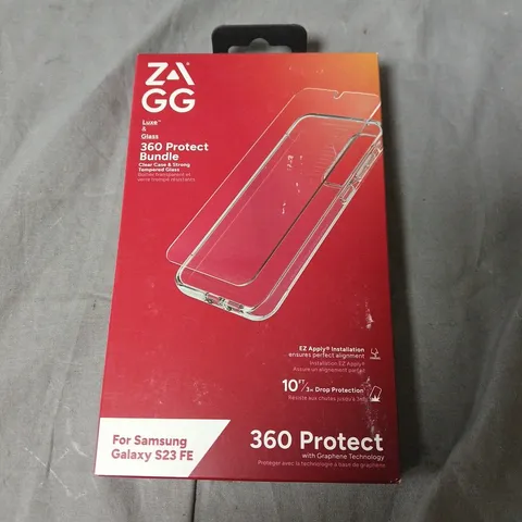 BOX OF APPROXIMATELY 50 ZAGG 360 PROTECT BUNDLE FOR SAMSUNG GALAXY S23 FE – CASE + TEMPERED GLASS 