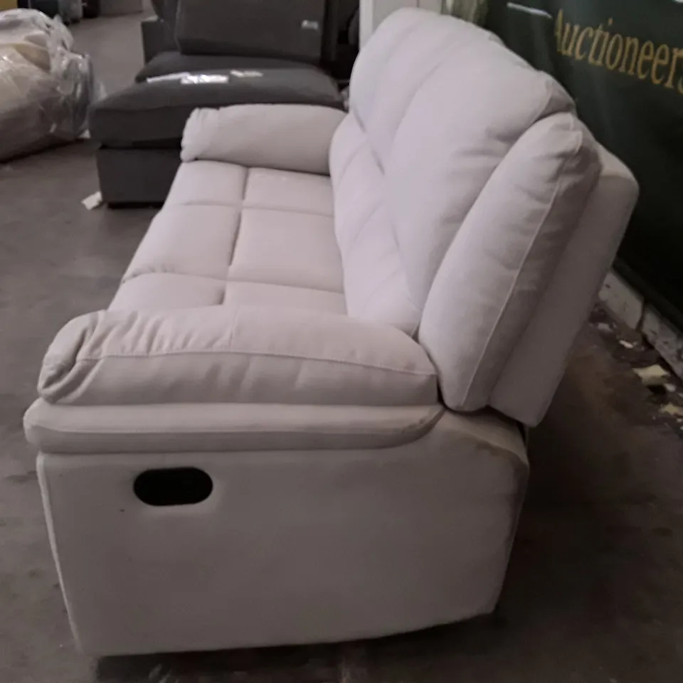 QUALITY DESIGNER ALBION FABRIC 3 SEATER MANUAL RECLINER SOFA - LIGHT GREY FABRIC  RRP £599