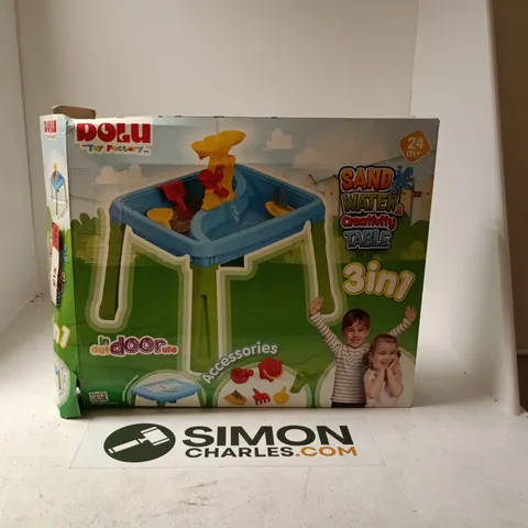 Dolu Toy Factory 3-in-1 Sand, Water & Creativity Table – Boxed (Ages 24m+)