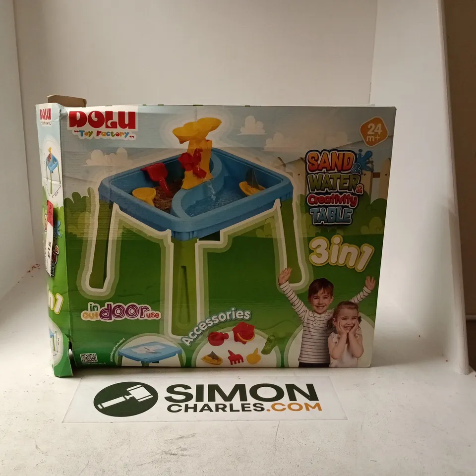 Dolu Toy Factory 3-in-1 Sand, Water & Creativity Table – Boxed (Ages 24m+)