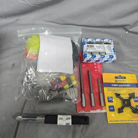 BOX OF ASSORTED ITEMS TO INCLUDE POTATO PEELER - CANDLE MAKE KIT - TOOLS 