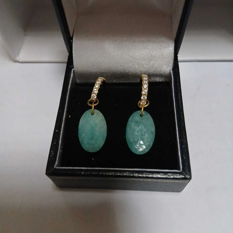 PRECIOUS BY DIAMONIQUE OVAL GEMSTONE HUGGIE EARRINGS STERLING SILVER 