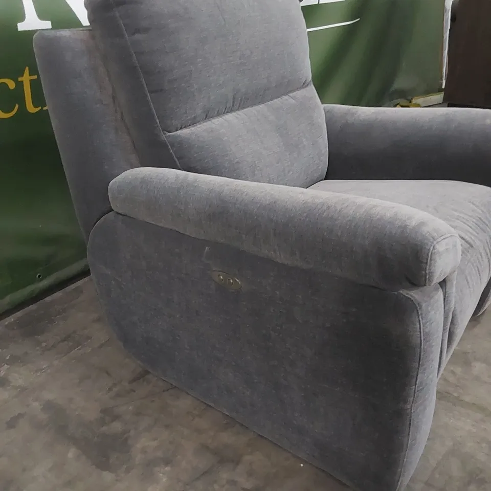 QUALITY DESIGNER ITALIAN MADE FLORENCE ELECTRIC RECLINER FABRIC UPHOLSTERED ARMCHAIR - ANTHRACITE GREY
