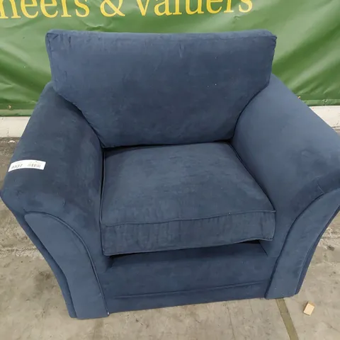 DESIGNER EASY CHAIR BLUE PLUSH FABRIC
