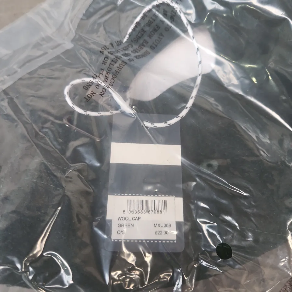 CREW CLOTHING COMPANY WOOL CAP GREEN ONE SIZE BAGGED