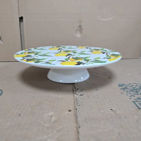 GISELA GRAHAM - CERAMIC LEMON PATTERN CAKE STAND ON PEDESTAL - BOX OF 8PCS