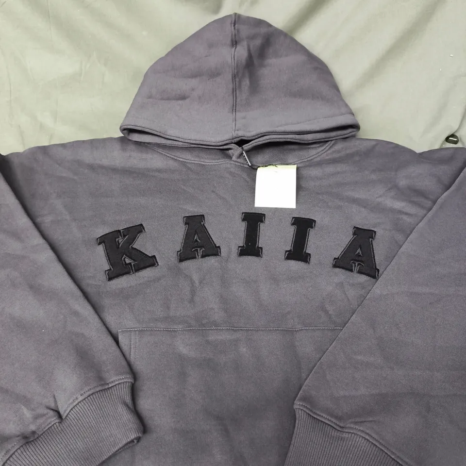 KAIIA SLOGAN OVERSIZED HOODIE – DARK GREY, UK SIZE 16