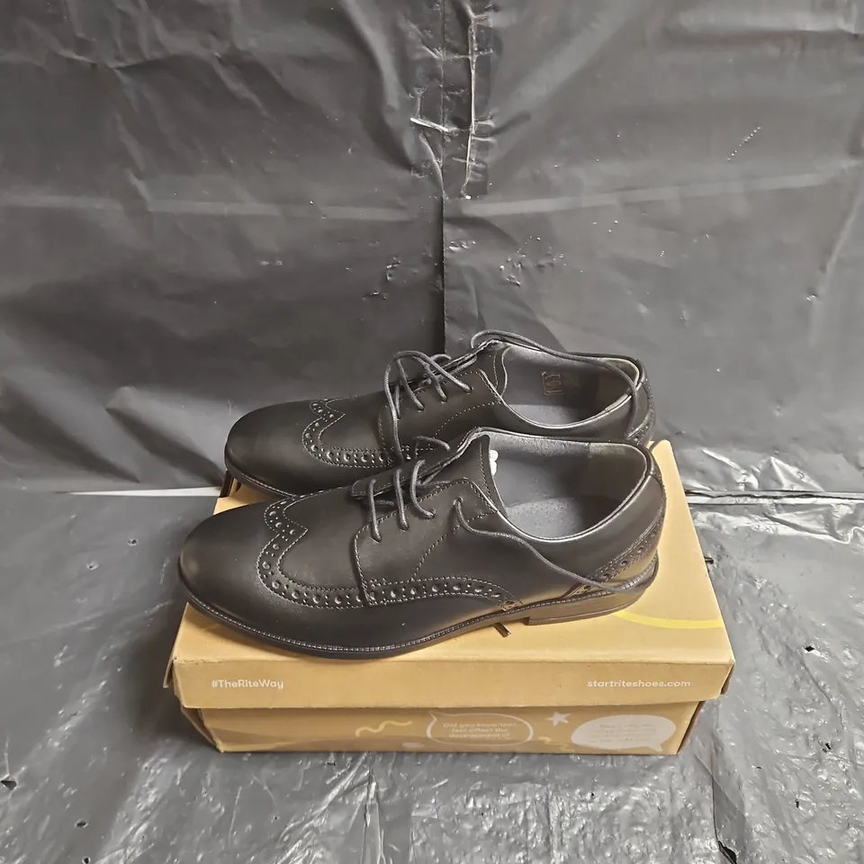 START-RITE BROGUE SENIOR BLACK LEATHER SHOES – UK 4.5 E