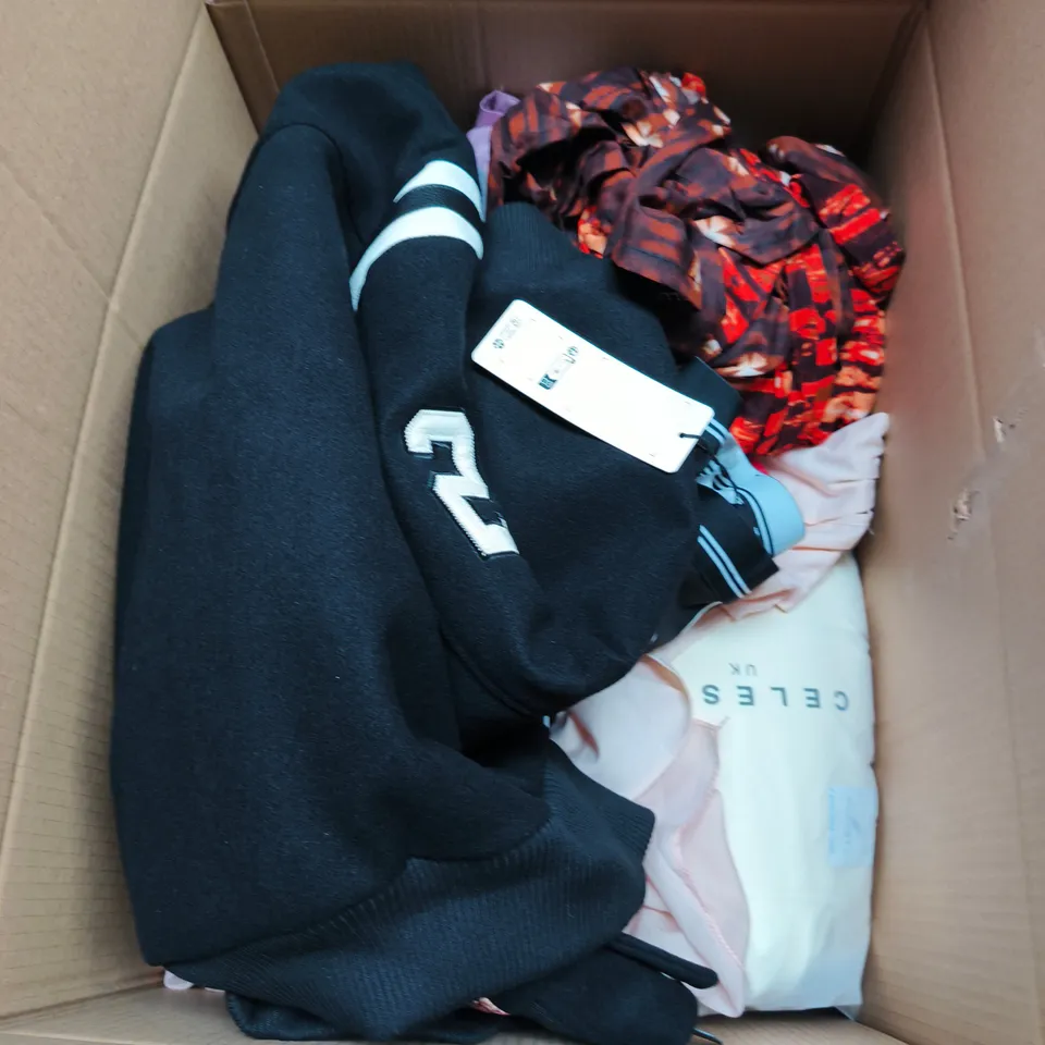 APPROXIMATELY 20 ASSORTED CLOTHING PRODUCTS IN VARIOUS STYLES & SIZES TO INCLUDE PANTS, T-SHIRTS, DRESSES ETC