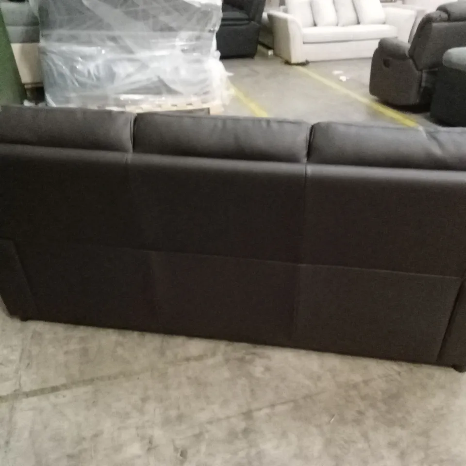 ALBION LUXURY FAUX LEATHER HIGH BACK 3 SEATER SOFA - CHOCOLATE RRP £599