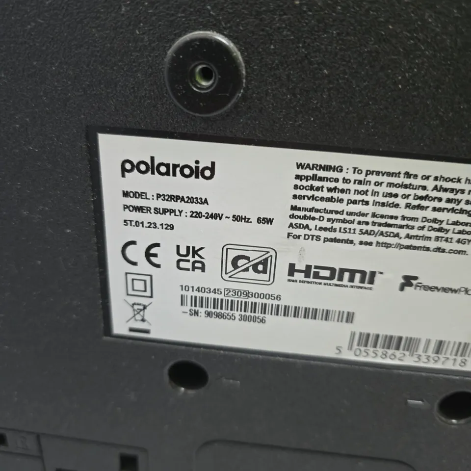 POLAROID 32-INCH TV – MODEL P32RPA2033A