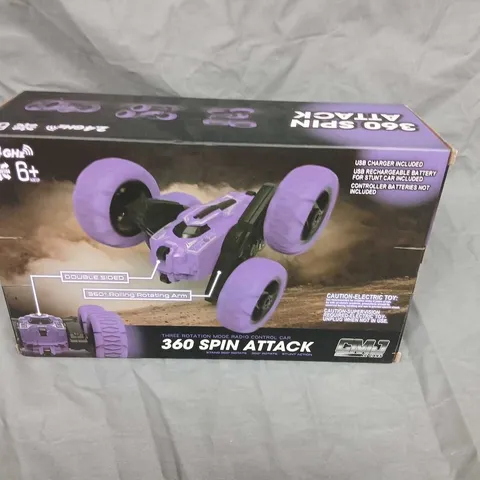 PURPLE RC CAR – 360 SPIN ATTACK, 2.4GHZ, USB CHARGER INCLUDED