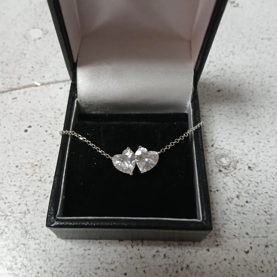 DIAMONIQUE DOUBLE HEART PENDANT
