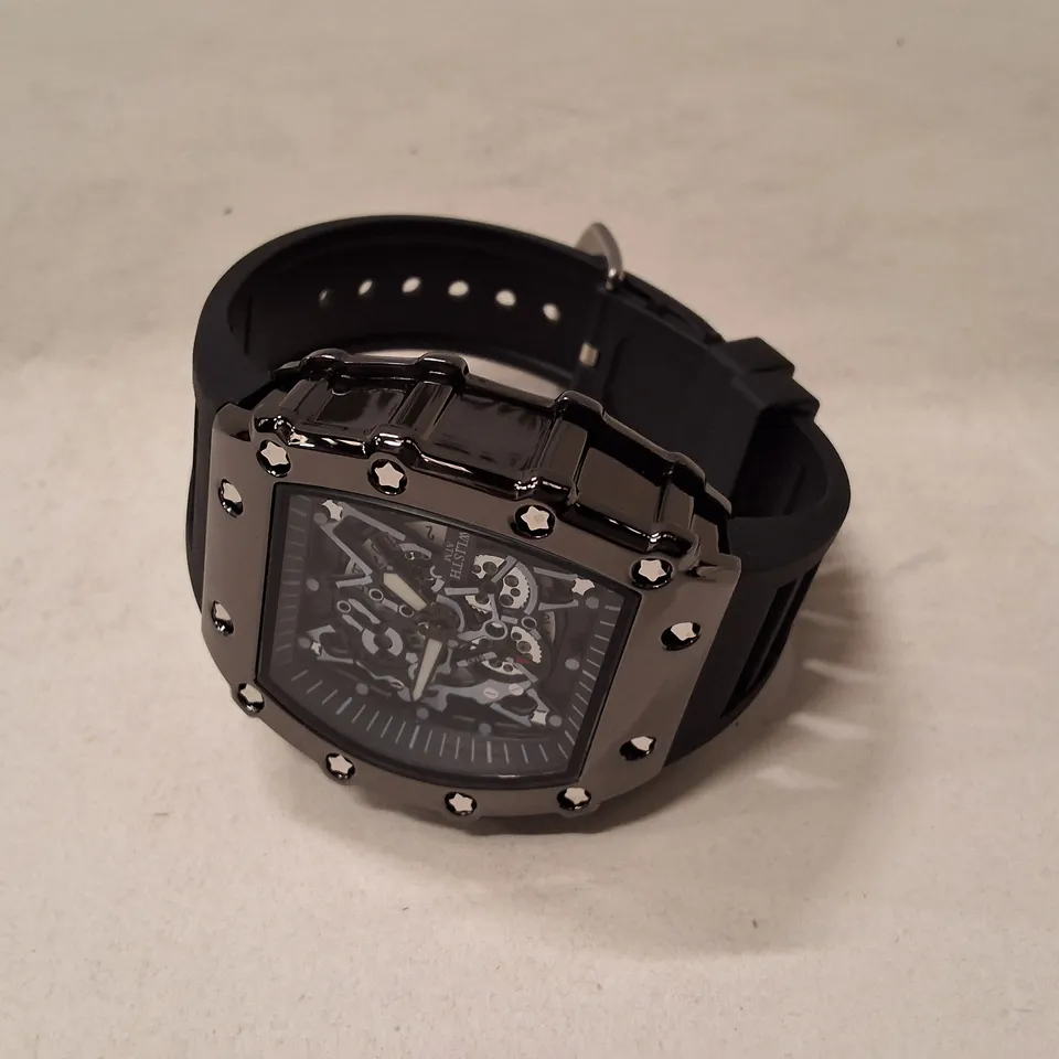 SKELETON DIAL WRISTWATCH – BLACK RUBBER STRAP