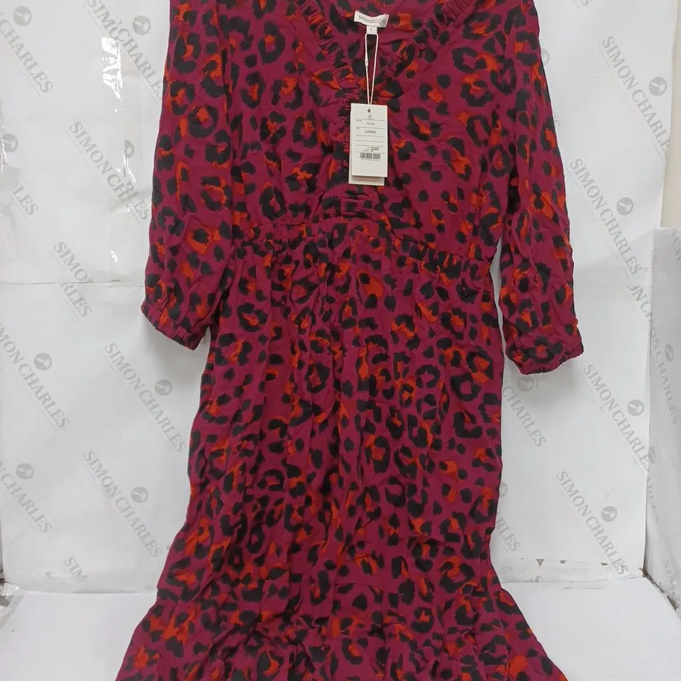 MONSOON ANIMAL PRINT DRESS IN PLUM - LARGE